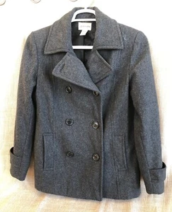St Johns Bay Women’s Medium Pea Coat Gray 90% Wool - Picture 1 of 6