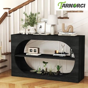 MDF Console Table 3 Tier Modern Accent Sofa Table Black Shelf Super Load Bearing - Picture 1 of 9