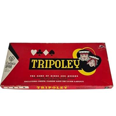 Juego de Mesa Tripoley 1965 Cadaco Michigan Rummy Hearts Poker Crown Edition De Colección Foto 1 de 4