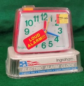 Vintage 1980s Ingraham Primary Colors Electric Alarm Clock - Red Blue Yellow NEW - Picture 1 of 12