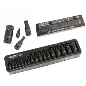 US PRO INDUSTRIAL 17pc Impact HEX Bit Socket Set Mixed Drive 2mm - 22mm - Picture 1 of 4
