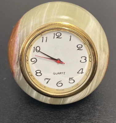 quartz green onyx clock round Paperweight 2” - Image 1 of 4