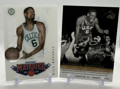 Bill Russell 2012-13 Panini Marquee #2 Champions & 2014-15 UD SP Authentic #52 - Image 1 of 2
