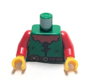 Lego - Minifigure Torso - Castle Medieval, Tunic, Red Green, Belt Pouch - Picture 1 of 2