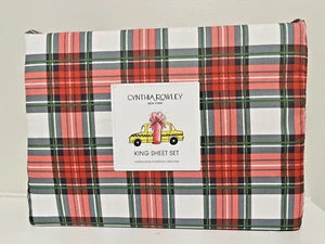Cynthia Rowley Festive Tartan Plaid KING SIZE 4 Pc Sheet Set Christmas NEW 🤶 - Picture 1 of 4