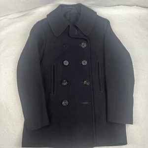 Vintage 1940s WWII US Navy Pea Coat Adult Size 40 WW2 Military 10 Buttons Named - Picture 1 of 14