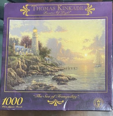 Thomas Kinkade 1000 piece puzzle THE SEA OF TRANQUILITY 1999 NEW SEALED - Image 1 of 2