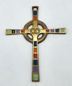Vintage Terra Sancta Gilde TSG Hochzeit zusammen in Christus Messing Wandkreuz 8 Zoll - Bild 1 von 7