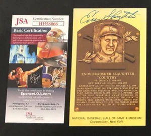 Enos Salughter Yellow Hall Of Fame Postcard Auto JSA COA - Picture 1 of 1
