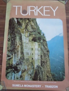1970's Turkey Sumela Monastery POSTER Mountain Trabzon Pontic Mountains Vintage - Picture 1 of 4