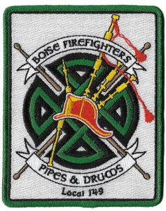 Boise Idaho Pipes & Drums Emerald Society Pipes & Drums - Irish NEW Fire Patch - Picture 1 of 1
