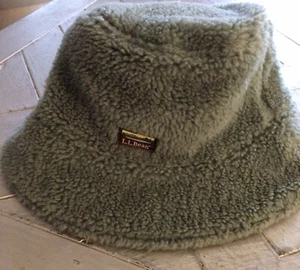 NWOT-LL Bean-M-Green-Reversible-100%Polyester-Sherpa-Fleece-Wide Brim-Bucket-Hat - Picture 1 of 7