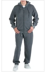 Mens Sweat Suit Zip Up Hoodie & Joggers Set Dark Grey Size Medium - Picture 1 of 1