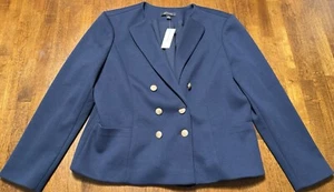 NEW Ann Taylor Navy Blue Military Double Breasted Blazer Jacket Size L MSRP $149 - Picture 1 of 3