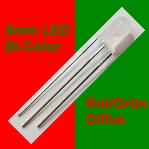 LED 5mm diffus Bi-Color Rot Grün Zweifarbig 3-Pin F9/2 - Picture 1 of 1