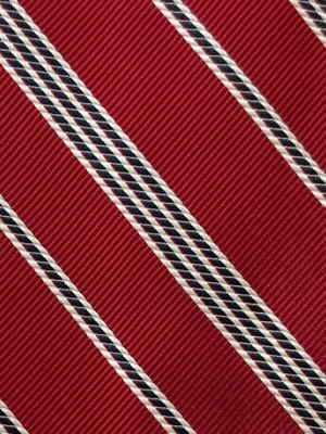 BREUER  Red Black White Striped Silk Tie Italy  XL 61½ x 3½ - Image 1 of 4