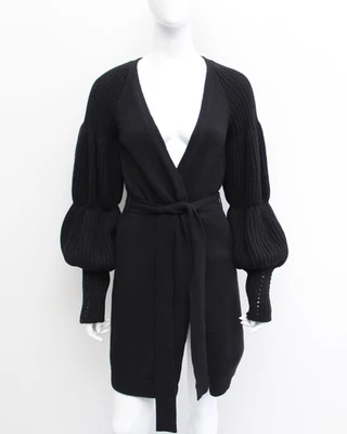 Authentic Womens VALENTINO Cashmere Wool Knit Long Wrap Cardigan Sweater Black S - Image 1 of 4