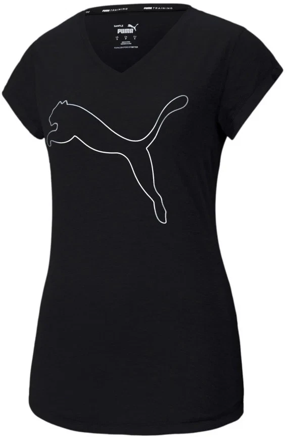 Camiseta de entrenamiento negra manga corta Puma Favourite Heather Cat para mujer Foto 1 de 1