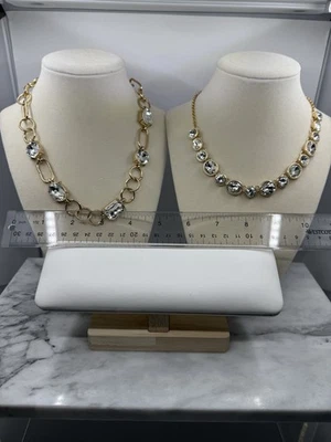 Lote Mixto De Collares De Fiesta Brillantes Gruesos Tono Dorado Tono Estrás Foto 1 de 4