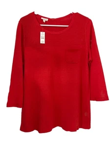 Talbots Pullover Pulli Damen Medium Rot 3/4 Arm Baumwolle Rundhals Strick Neu mit Etikett - Bild 1 von 9