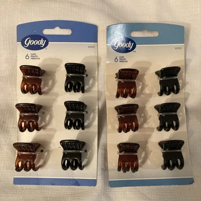 Goody Classic Mini Claw Clip 6 Claws Black And Brown (2 Sets) 2004 New G62 - Image 1 of 4