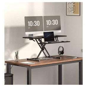 FlexiSpot 42" Height Adjustable Office Desk Riser Black Standing Desk Converter - Picture 1 of 7