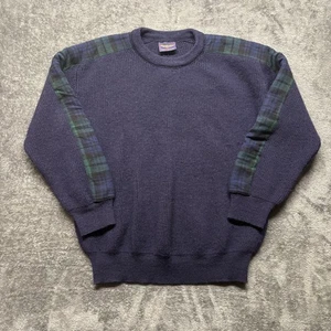 Vintage Glenhusky of Scotland Sweater Mens Large Blue Pure New Wool Crewneck - Picture 1 of 10