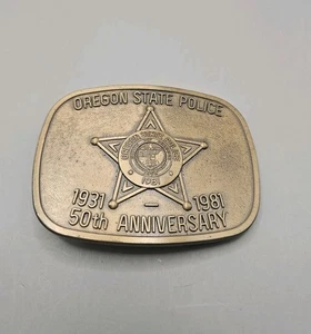 Hebilla de cinturón vintage del 50 aniversario de la policía estatal de Oregon 1931-1981 - Imagen 1 de 3