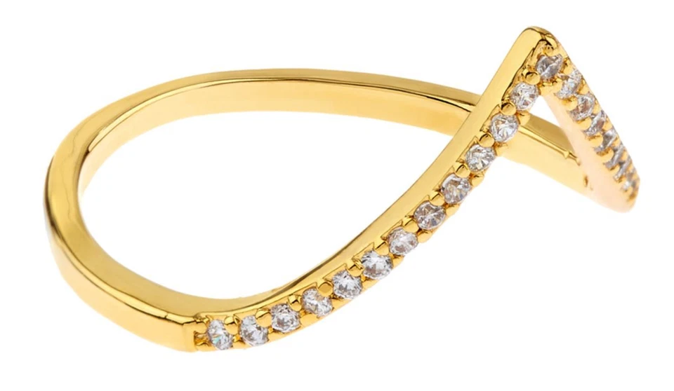 XY Neu Nwt Monsoon Accessorize Zara Simon Gold Glitzersteine Querlenker Ring M - Bild 1 von 1