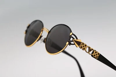 Diva 4054 39, Vintage 90s victorian black & gold oval sunglasses women, NOS - Image 1 of 4