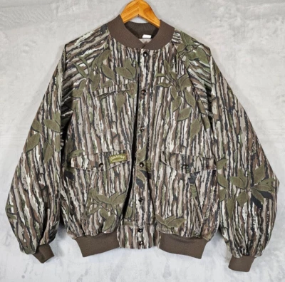 Chaqueta de bombardero de caza sin forro camuflada árbol real espartano vintage años 90 talla XXL Foto 1 de 4