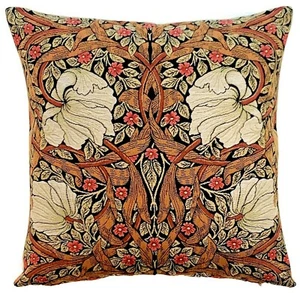 WILLIAM MORRIS PIMPERNEL BELGIAN TAPESTRY CUSHION COVER, 18" (47CM), TOBACCO 607 - Picture 1 of 7