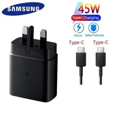 45W Super Fast Charger Adapter &USB-C Cable For Samsung S24 S23 Ultra S22 S21 - Image 1 of 4