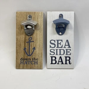 (Two) Sea Nautical Beach Decor Bottle Opener Wood Wall Mounted Signs Wall Decor - Picture 1 of 11