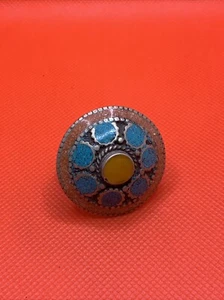 Vintage Berber Stammesring Türkis & Koralle - Bild 1 von 5