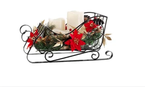 Home Essentials Beyond Holiday Sleigh Candleholder with 3 LED Pillar Candles NEW - Picture 1 of 6