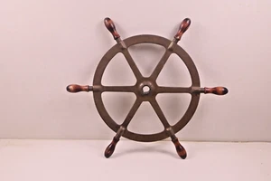 Antique Brass Wood Nautical Maritime Ships Steering wheel 23" - Picture 1 of 16