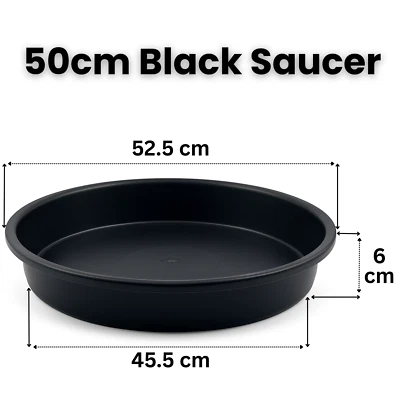 GARDENERS CORNER 50cm Round Black Plastic Plant Pot Saucer – Drip Tray for Indoor Outdoor Use