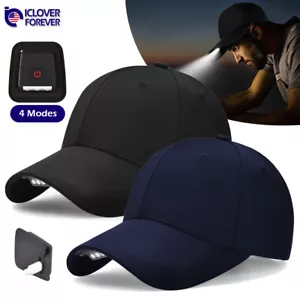 Gorra de béisbol sólida con luz LED faro linterna recargable USB sombrero - Imagen 1 de 11