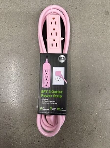 8ft 3 Outlet Power Strip Soft Pink - Picture 1 of 6