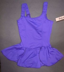 NWT Body Wrappers GIRLS BALLET DANCE DRESS Tank Leotard Skirt Attached Purple