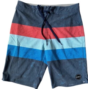 Oneill Swim Trunks Men 28 board Shorts Stretch Stripe Blue Red S Swimsuit - Picture 1 of 8