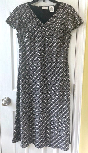 VETEMENTS Abito Covington taglia 6 bianco e nero scollo a V con cintura lunghezza media foderato