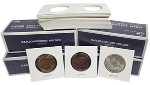 200 PCS 31.5mm 2x2 inch Cardboard Coin Holders Flips for Kenndy Half Dollar - Picture 1 of 6