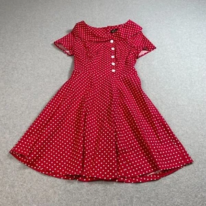 Wedtrend Dress Woman S Red Polka Dot Pinup Retro Style Midi Fit Flare Rockabilly - Picture 1 of 8