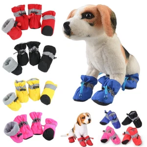 4Pcs Anti Slip Protective Dog Shoes Rain Boots Socks Winter Outdoor Soft Booties - Picture 1 of 54