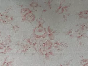 Tapicería ciega cortina tela lino rosa beige Rambling Roses 280 cm ancho - Imagen 1 de 7