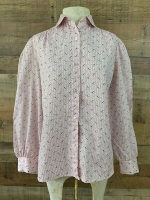 Blusa Camisa Vintage Años 70 80 Hombro Abullonada Abotonada Talla M Foto 1 de 4