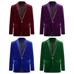 UK Kids Boys Velvet Formal Blazer One Button Notch Lapel Jacket Tuxedo Outerwear - Picture 1 of 42