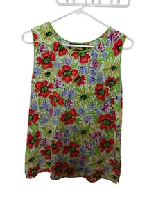 Bob Mackie Wearable Art 100 % Seide mehrfarbig Blumenmuster Tanktop Designer Medium  - Bild 1 von 6